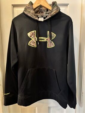 Under Armour Black Hoodie with Camo Logo and Lined Hood